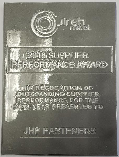 Jireh Metal Products - 2018 Supplier Performance Award