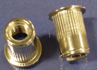 1/4-20 Ribbed Blind Rivet Nut, Large Flange